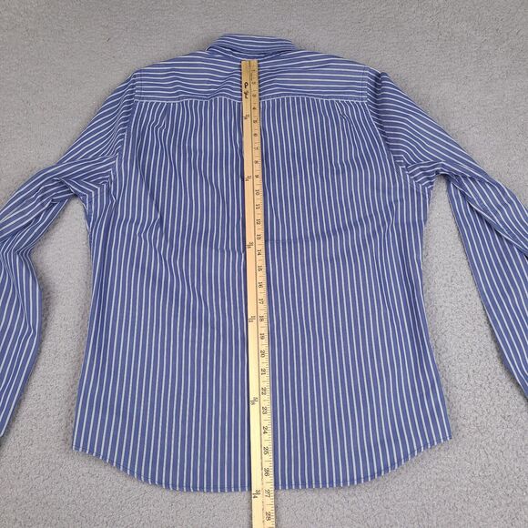 Abercrombie & Fitch Shirt Mens Large‎ Blue Striped Button Down Moose Logo - Picture 11 of 13